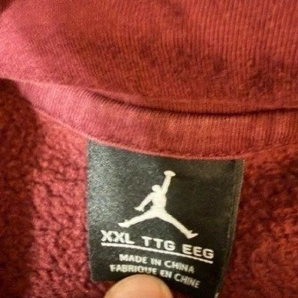 Jordan Air Mens XXL Fleece Hoodie Burgundy Maroon Raglan Graphic Logo Sweatshirt